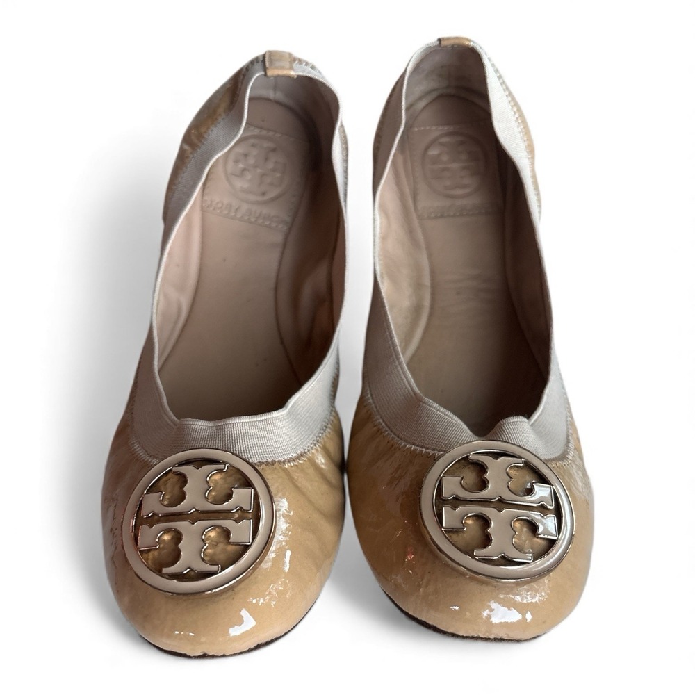 Tory Burch Patent Leather Ballet Flats – Women's Beige / Nude – Size 6.5M - Picture 2 of 9